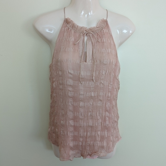 ANTHROPOLOGIE HD in Paris silk Shadow pane halter neck top 2 xs small - Picture 5 of 16